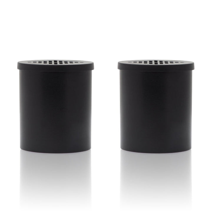 ONGROK Filter Replacement Cartridges, 2 pack, two black cylindrical cartridges with vented tops, front view