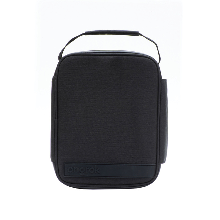 ONGROK Large Carbon-Lined Case with Combo Lock in black, closed, front view with carry handle