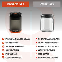 Vacuum Pump Jar 2.0 ONGROK USA comparison chart versus generic glass jars