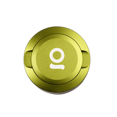 ONGROK Pouch Storage Puck in green, top-down view of the lid with its logo and side grip notches