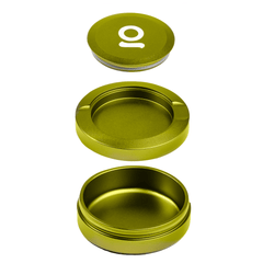 ONGROK Pouch Storage Puck in green taken apart: lid, middle section and base stacked