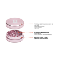 2 Piece Magnetic Grinder (50 mm) ONGROK USA Pink dimensions and specifications infographic