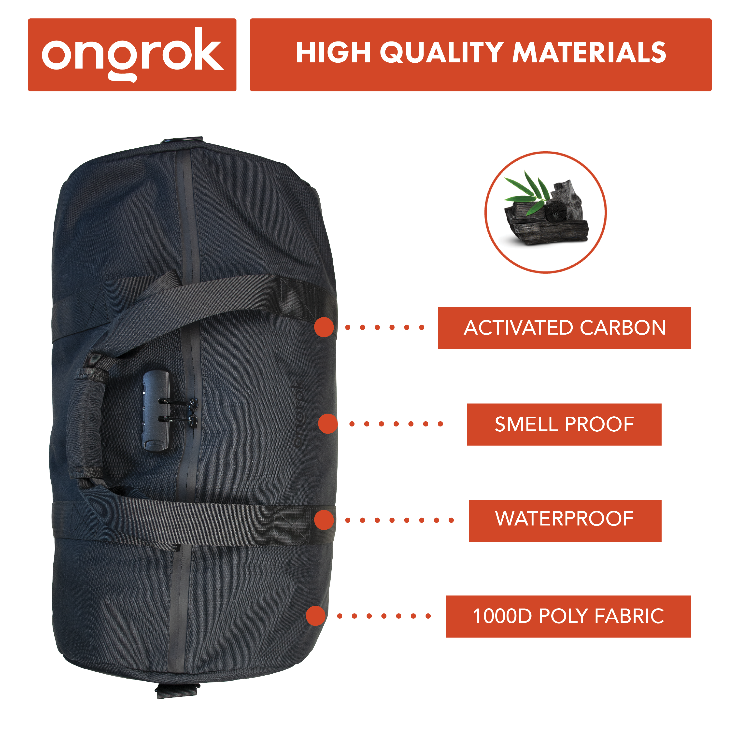 ONGROK Carbon Lined Duffle Bag Odor Proof Storage Solution