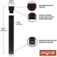 Premium Storage Tube | Single ONGROK USA Black dimensions and specifications infographic