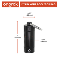 Small Storage Keychain ONGROK USA Black dimensions and specifications infographic