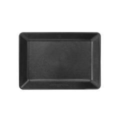 ONGROK Eco-Tray, black plant-based rolling tray with a raised rim, top view