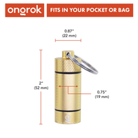 Small Storage Keychain ONGROK USA Gold dimensions and specifications infographic