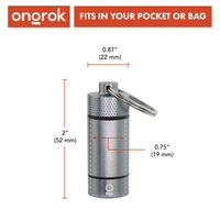 Small Storage Keychain ONGROK USA Silver dimensions and specifications infographic