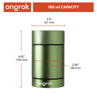 Aluminum Metal Storage Jar ONGROK USA Green dimensions and specifications infographic