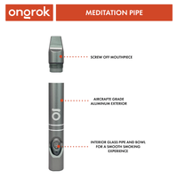 Meditation Pipe ONGROK USA Silver dimensions and specifications infographic