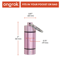 Small Storage Keychain ONGROK USA Pink dimensions and specifications infographic