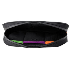 ONGROK Carbon-lined Wallet in black, large, open, top view of the color-coded webbing