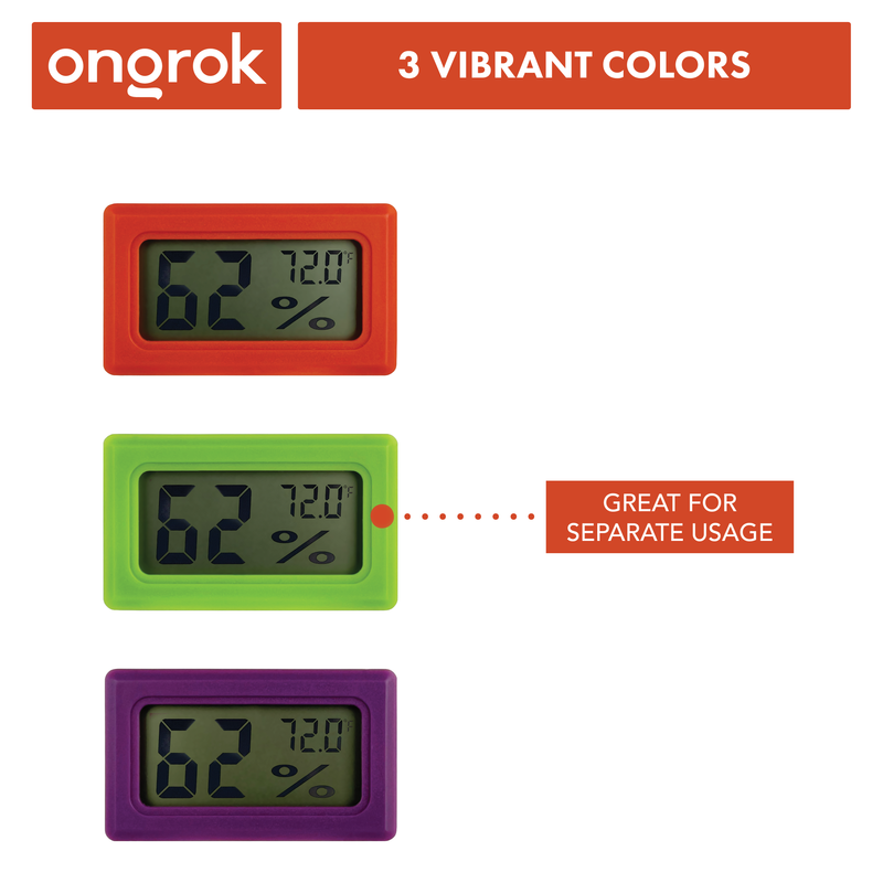 Digital Hygrometers | Color-coded 6-Pack Digital Hygrometers ONGROK USA 