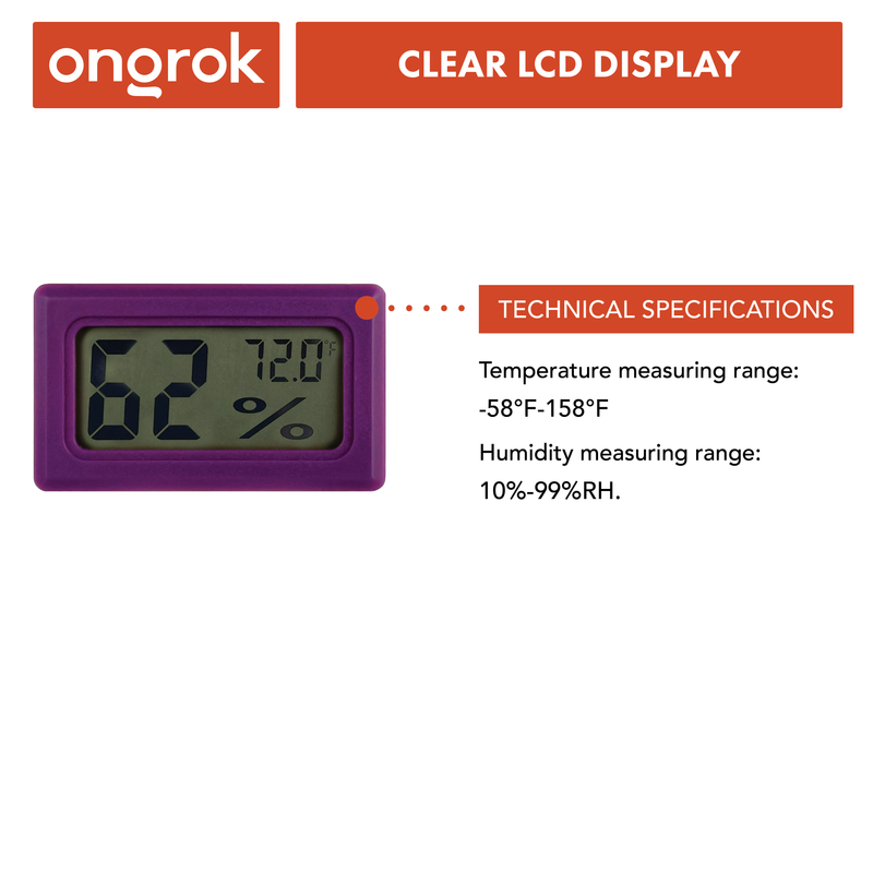 Digital Hygrometers | Color-coded 6-Pack Digital Hygrometers ONGROK USA 